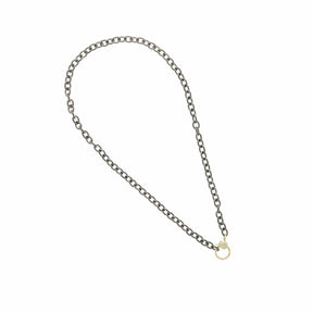 Oval Chain Necklace with Yellow Gold Clasp