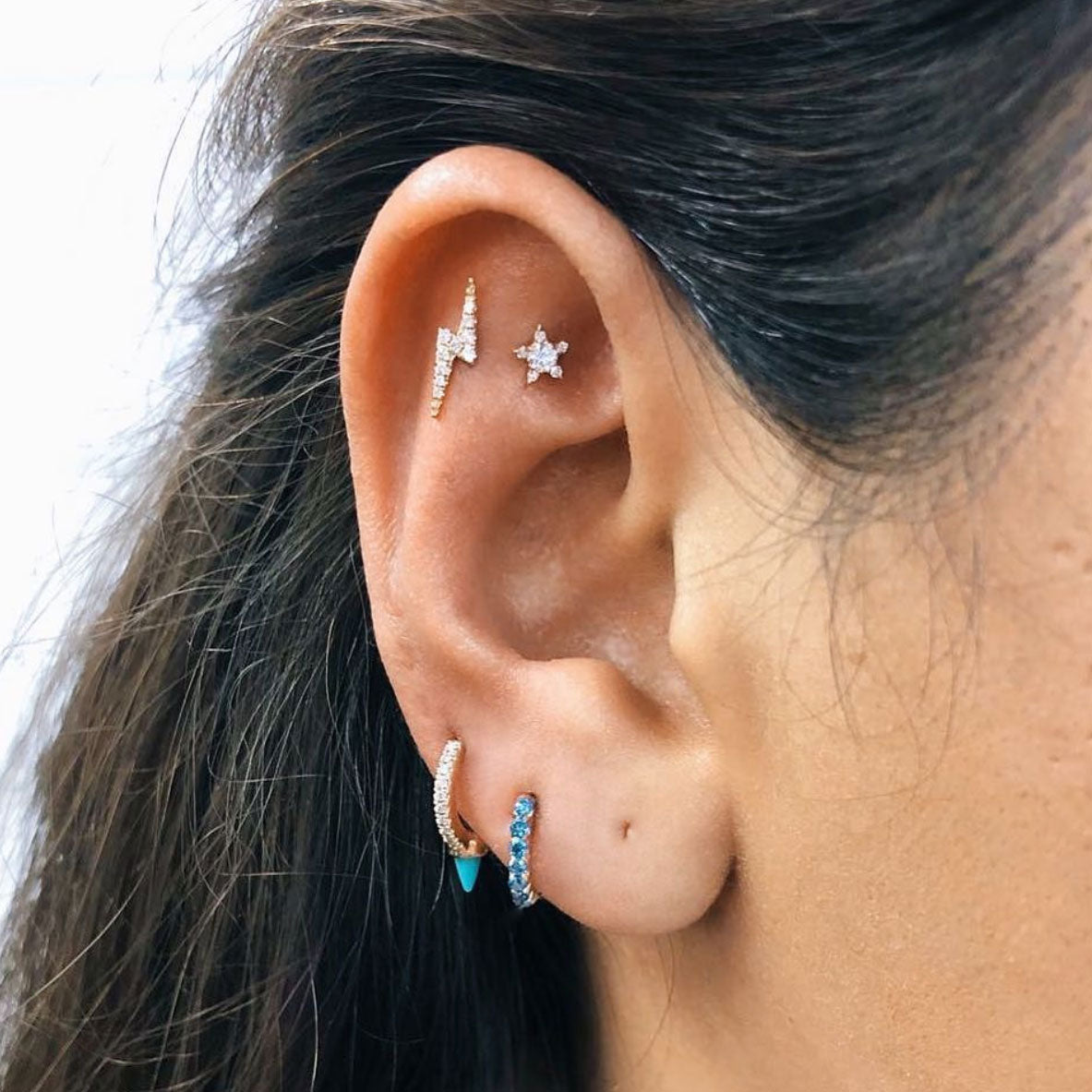 Boucle d'oreille Stud Diamond Star Threaded Or Rose