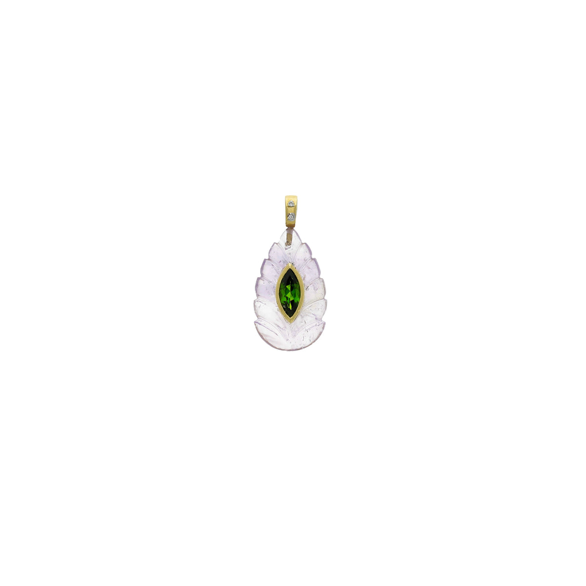 Amethyst and Diopside Flame Pendant