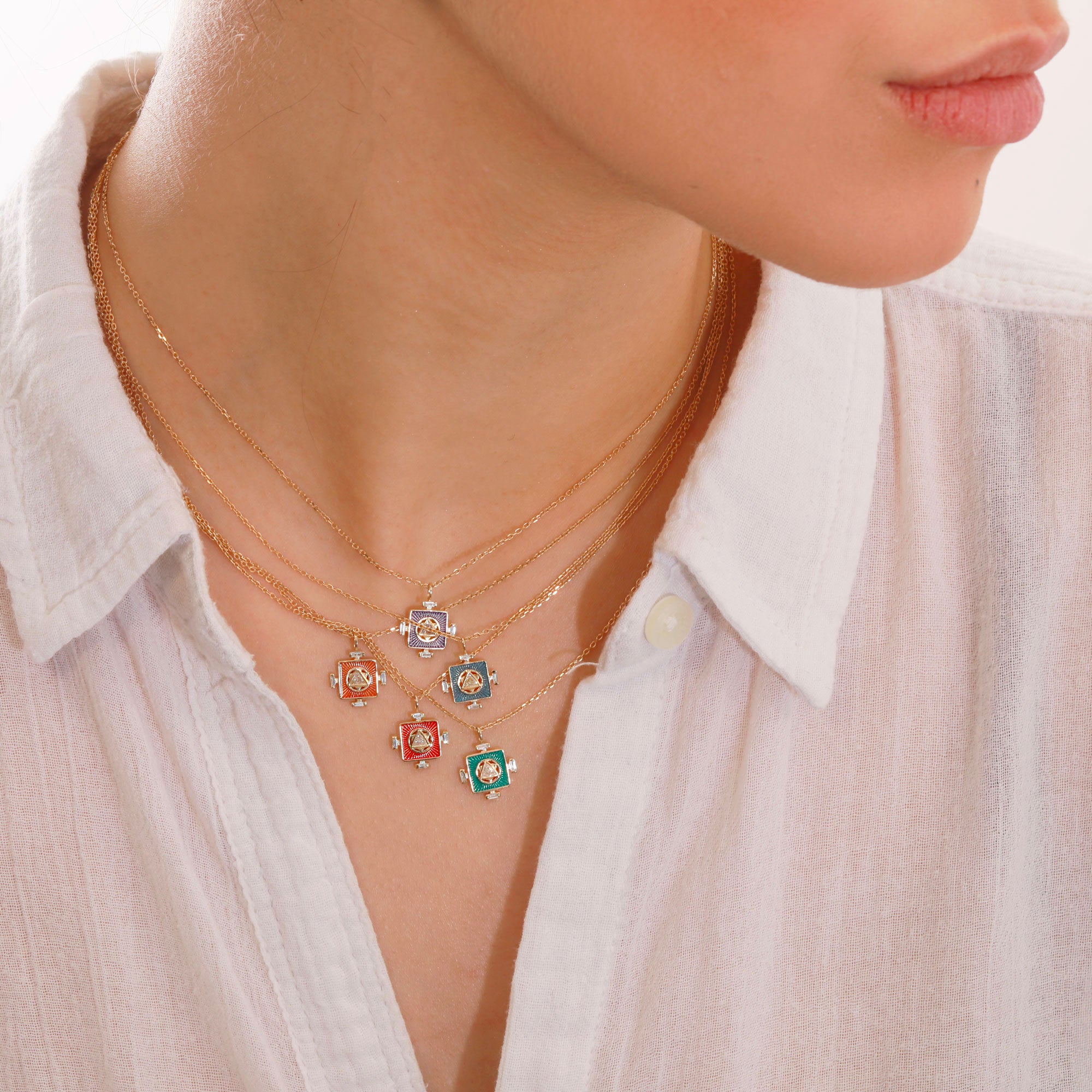 Lila Yantra-Kronenchakra- und Trillion-Diamant-Halskette