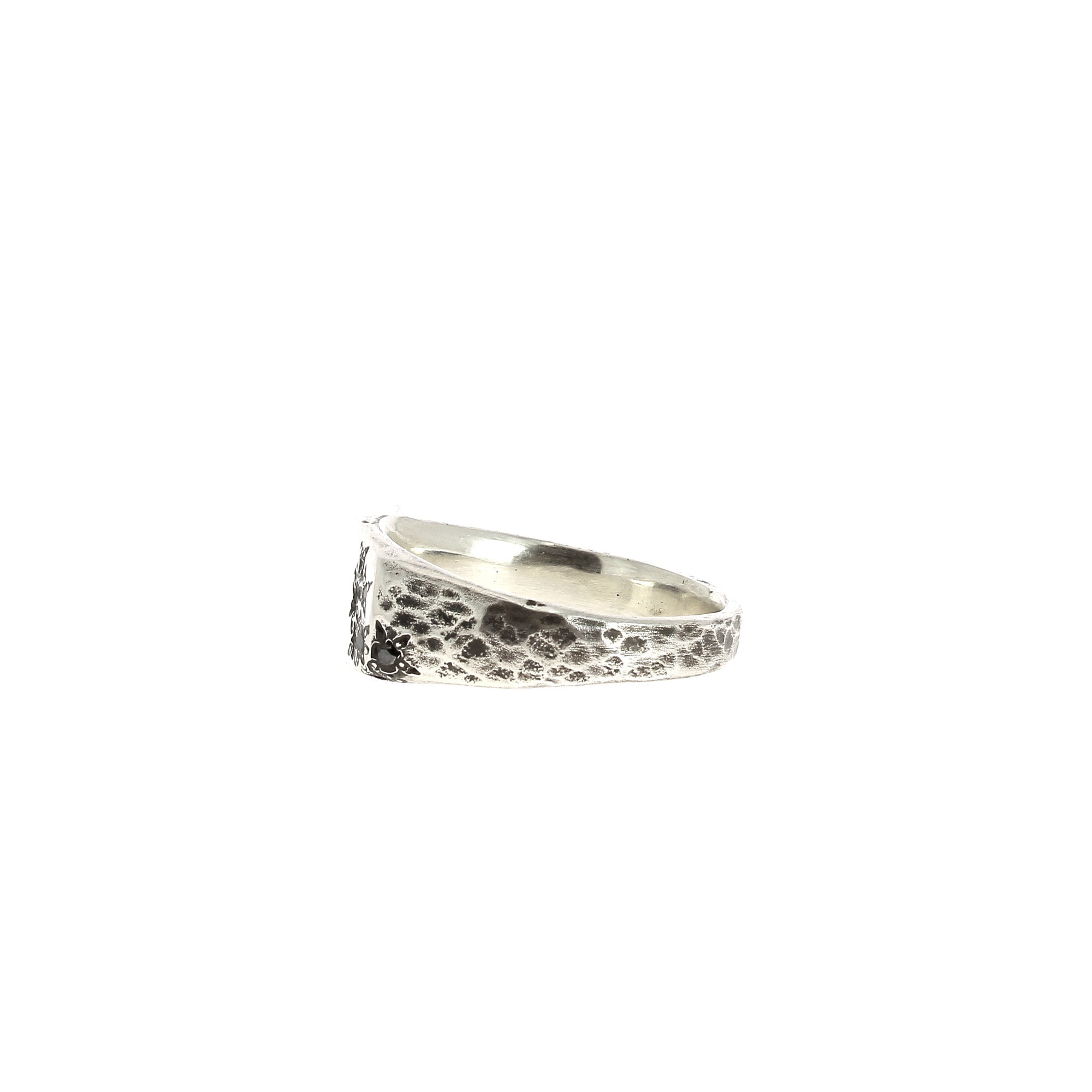 Rectangle Signet Ring with Black Diamond