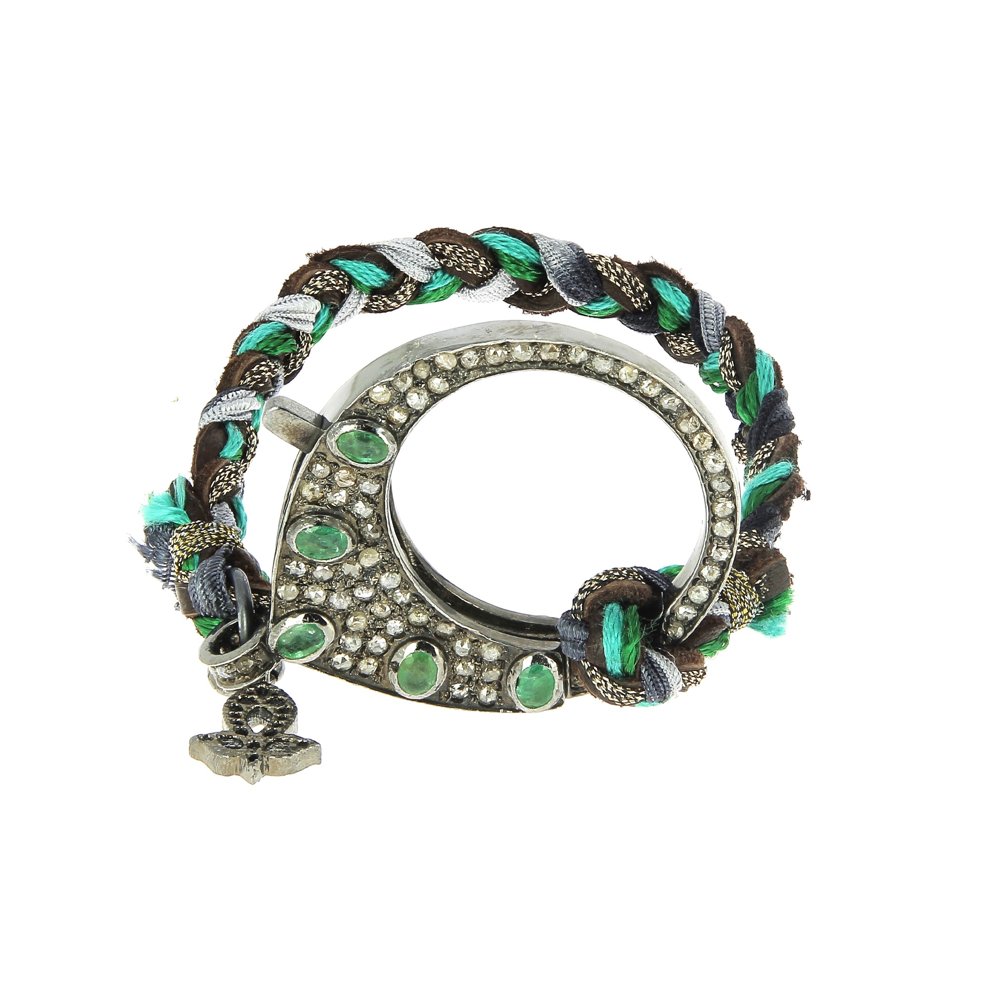 Smaragd-Armband aus Silber und Seidendiamanten