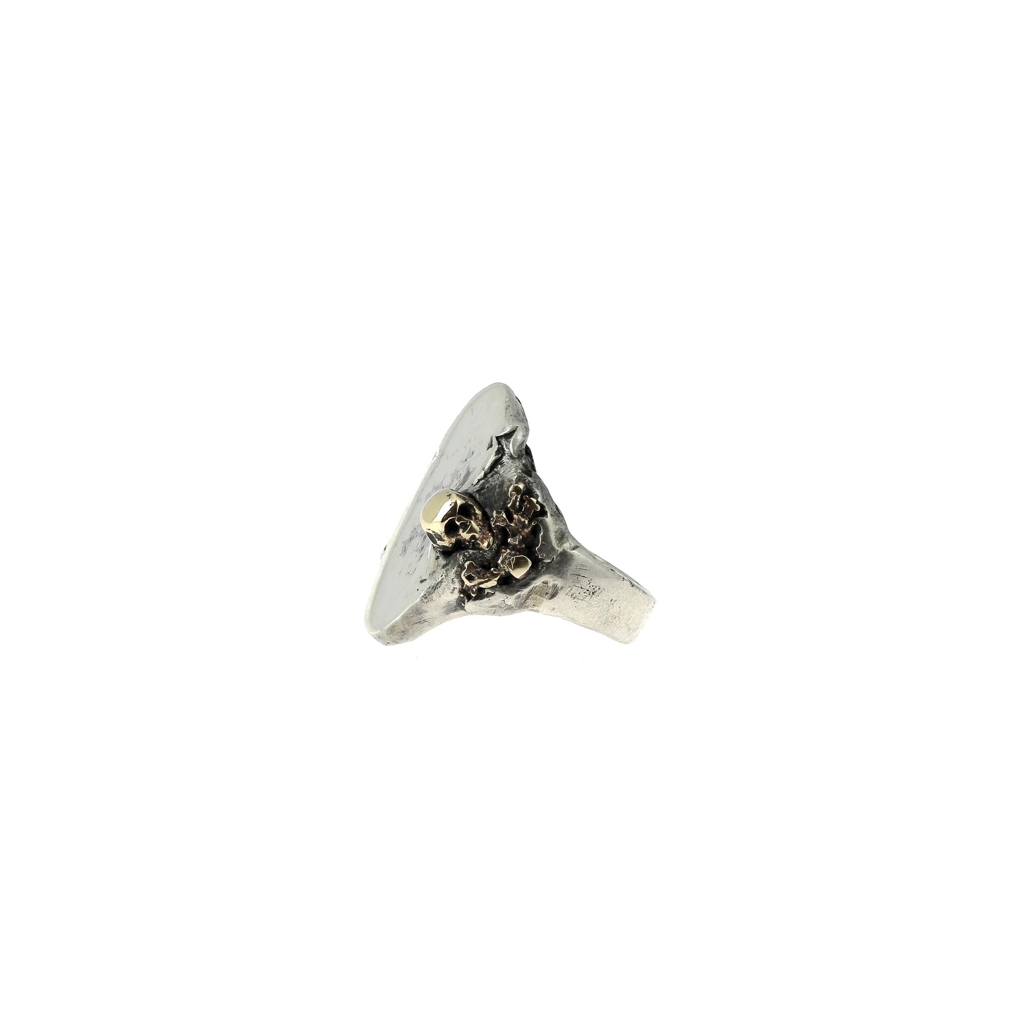 Black Diamond and Dark Sapphire Skull Signet Ring