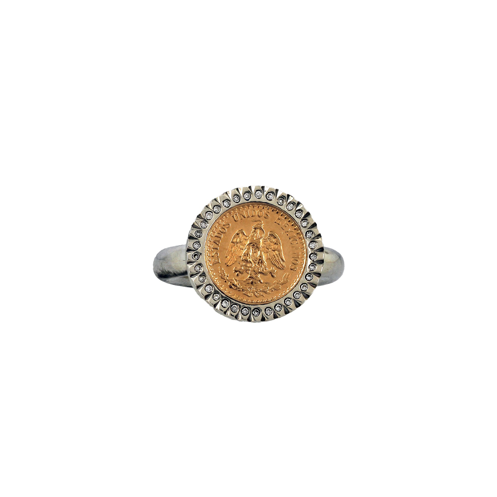 Small Coin Ring with Pesos and Diamonds