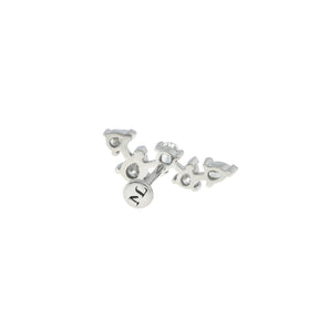 Stud Cinq Poires Espacées Diamants Or Blanc