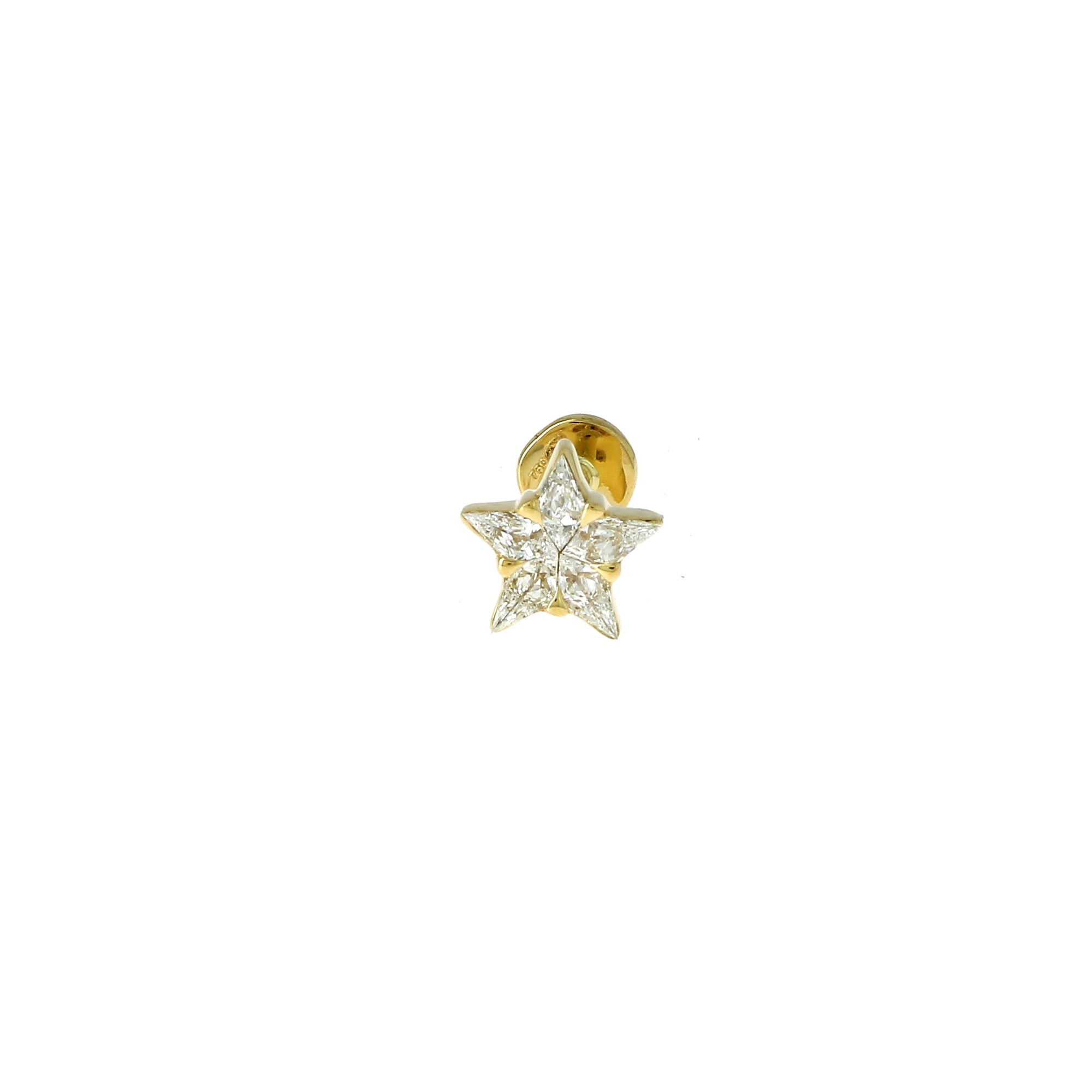 Yellow Gold Diamond Star Composite Stud