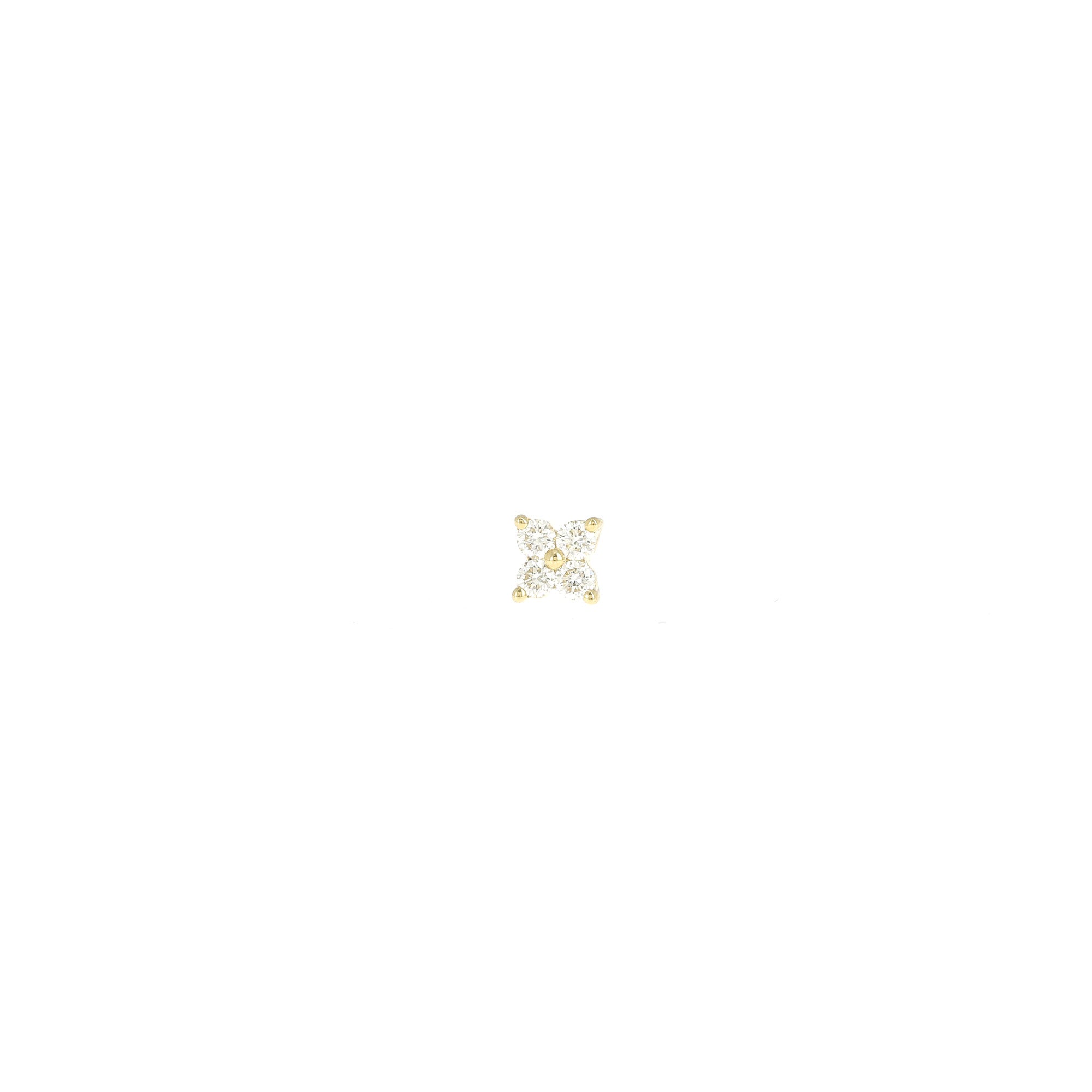 Large Star 4 Diamonds Yellow Gold Stud 