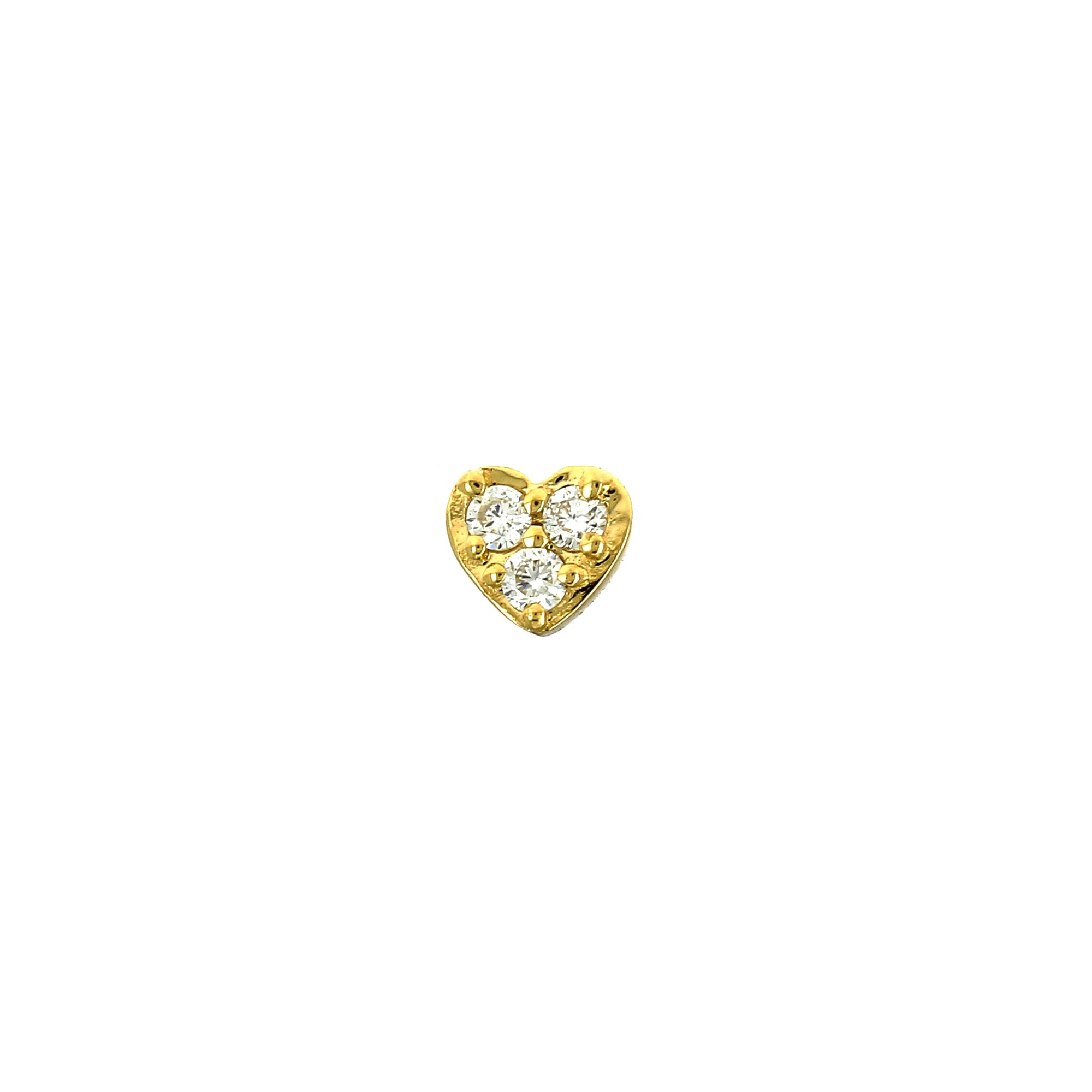 Heart Pavé Yellow Gold Mini Stud