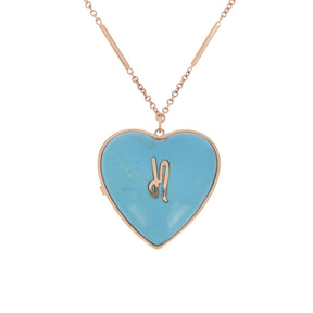 Collier coeur turquoise diamants