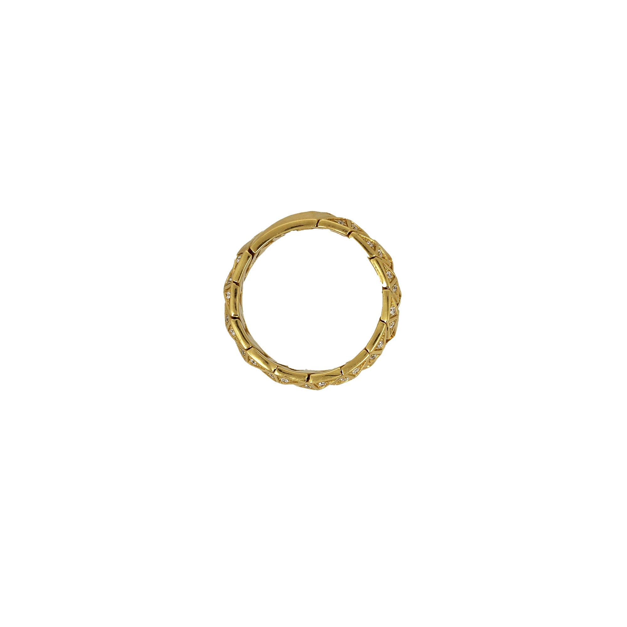 Bond Signature-Ring aus weißen Diamanten und Gelbgold