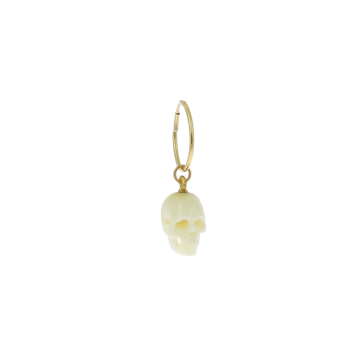 White Horn Skull on Gold Loop