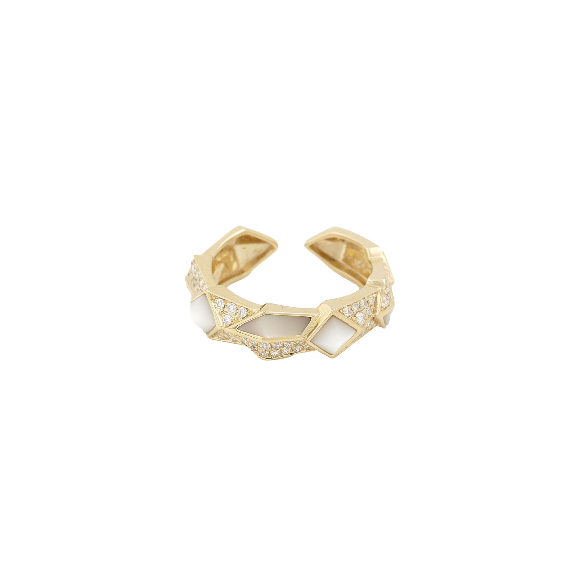 Edgy Simple White Mother Of Pearl Ring