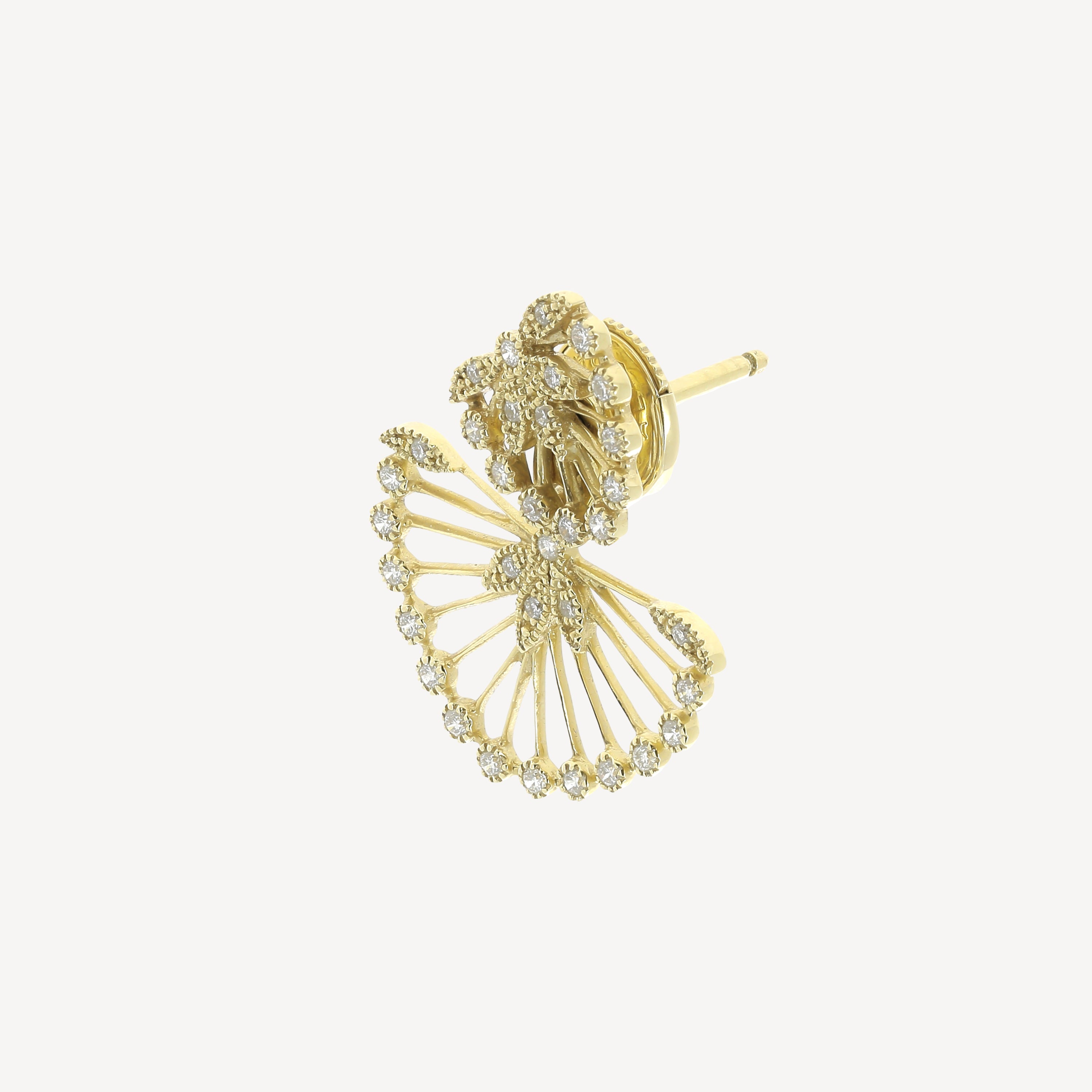 Yellow Gold Flower Earring